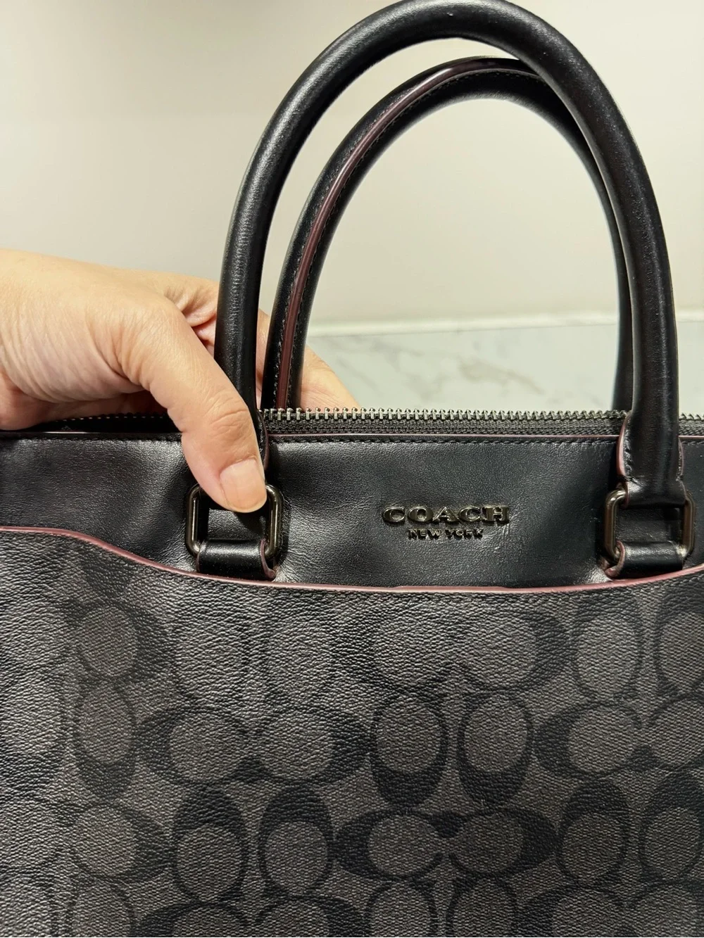 COACH Beckett Portfolio Brief in charcoal and black